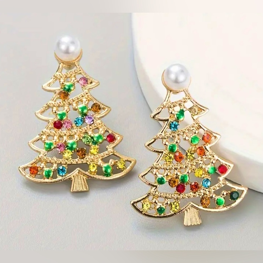 🎄 Colorful Christmas Tree Embellished w/Rhinestones